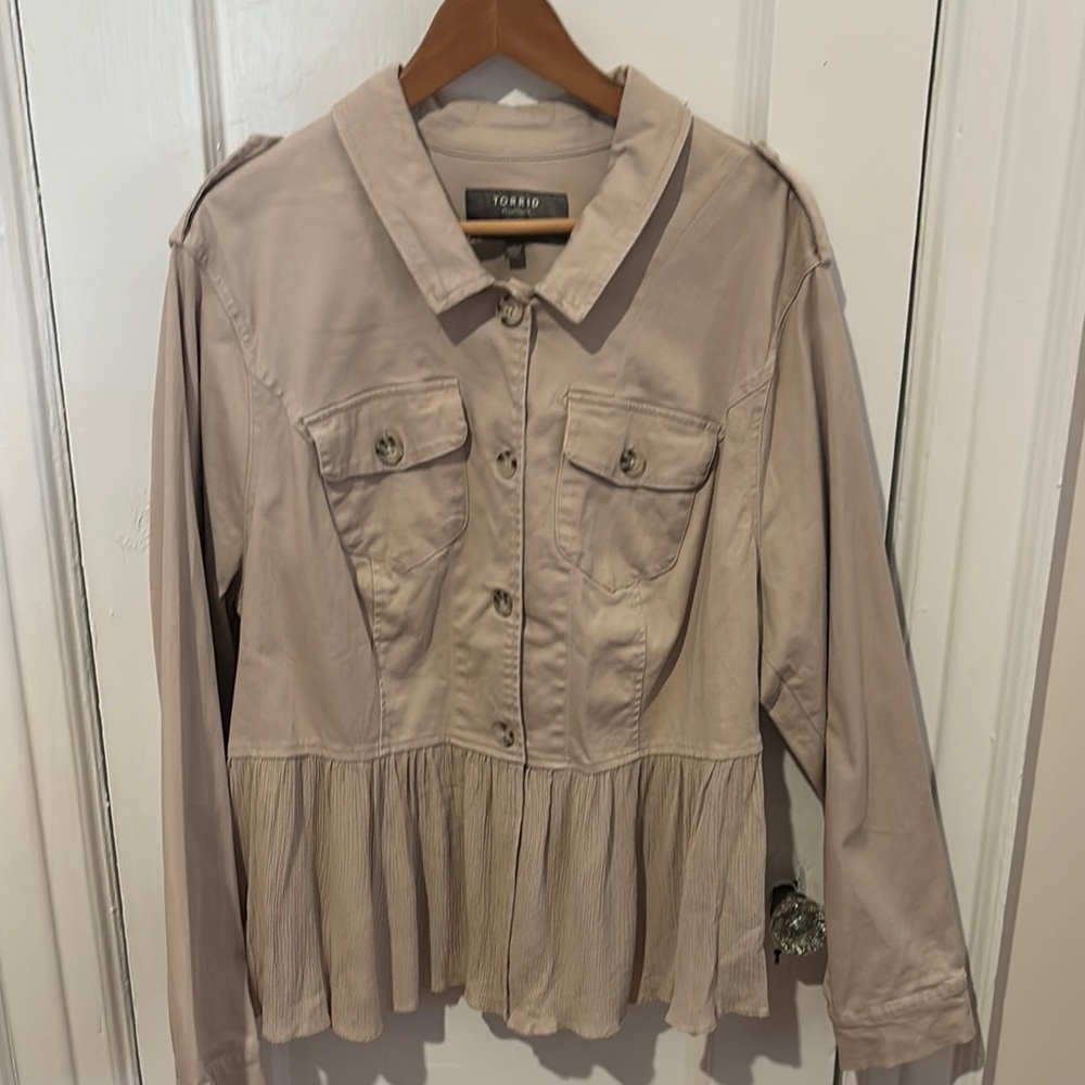 Torrid Stretch Twill Army Peplum Trucker Jacket